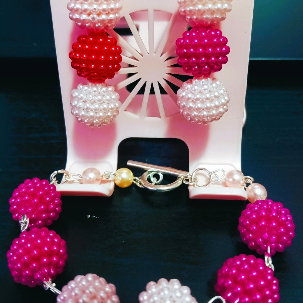 Bracelet Beads With Earrings Stainless Steel Rose Color